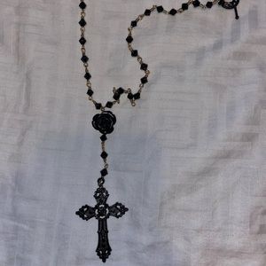 Black Gothic Rosary Necklace